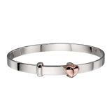 Silver & Rose Gold Fleur Heart Baby Bangle