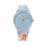 Swatch X Centre Pompidou EIFFEL TOWER, BY ROBERT DELAUNAY 34mm, Round Blue Case, Quartz, Blue Dial, Blue Strap Watch