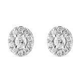 Weir Collection 18k White Gold Oval Cut Diamond Halo Earrings