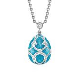 Faberge Heritage 18k Gold Teal Guilloche Enamel Egg Pendant