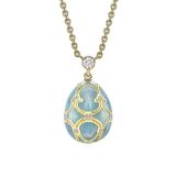Faberge Heritage Diamond Turquoise Guilloche Enamel Egg Pendant
