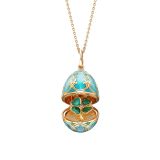 Faberge Palais Tsarskoye Selo Turquoise Guilloche Diamond Clover Surprise Locket