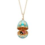 Faberge Heritage 18k Gold Turquoise Guilloche Enamel Ladybird Surprise Locket