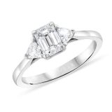 Weir Collection Platinum Emerald Cut Diamond Three Stone Ring