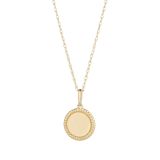 9k Yellow Gold Roped Edge Disk Pendant Necklace