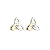 10K Gold & CZ Silver Trinity Knot Stud Earrings