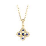 18k Yellow Gold, Sapphire and Diamond Pendant