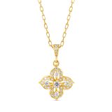 18k Yellow Gold Diamond Flower Pendant