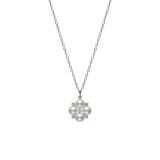 Mikimoto 18k White Gold 5.25mm Akoya Pearl & Diamond Cluster Pendant Necklace
