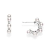 Mikimoto 18k White Gold Akoya Pearl Diamond Hoop Earrings