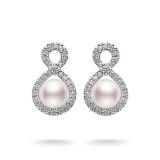 Mikimoto 18k White Gold Ruyi 6.5mm Pearl Diamond Earrings