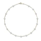 Mikimoto 18k Yellow Gold 5.5mm White Akoya Pearl Chain Necklace