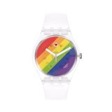 Pride STRIPE FIERCE 41mm, Round Transparent Dial, Quartz, Transparent Case, Transparent Strap Watch