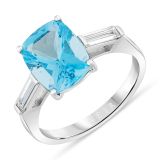 Weir Collection 18k Aquamarine Cushion Cut and Diamond Ring