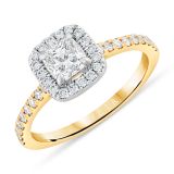 Weir Collection 18k Yellow Gold, Platinum, and .70ct Diamond Solitaire Ring
