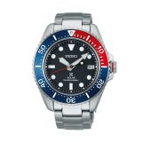 Photo of the Seiko Prospex 42.8mm Black Dial Solar Movement Stainless Steel Watch (SNE591P1), featuring a sleek black dial and stainless steel case