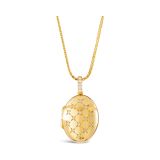 18k Gold Oval Diamond Locket Necklace