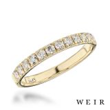 Yellow gold Round brilliant cut diamond line band