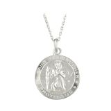 Sterling Silver Round Matte St. Christopher Pendant