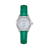 Jazzmaster Lady 30mm, Mother of Pearl Dial with Diamonds, Automatic Movement, Stainless Steel Case, Green Leather Strap Watch