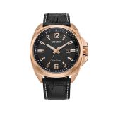 Photo of the Citizen Men's Sport 42mm, Black Dial, Rose Gold Tone Stainless Steel, Eco-Drive Watch AW1723-02E