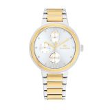 Tommy Hilfiger Goudkleurig Ladies 43mm Silver Dial Quartz Movement Stainless Steel Bracelet Watch