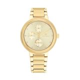 Tommy Hilfiger Ladies 34mm Gold Dial Quartz Movement Stainless Steel Bracelet Watch