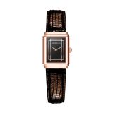 Herbelin Art Deco 1925's, 29.5x22mm, Black Dial, Quartz Movement, Stainless Steel & Rose Gold PVD Case, Leather Strap Watch 17577pr04BR