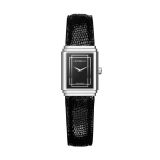 Art Deco 1925's, 29.5x22mm, Black Dial, Quartz Movement, Stainless Steel Case, Leather Strap Watch