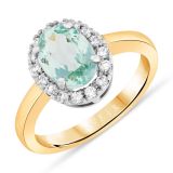 18k Yellow Gold Blue Tourmaline and Diamond Ring