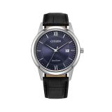 Photo of the Citizen Men’s Strap 41mm, Blue Dial, Stainless Steel Case, Black Leather Strap, Eco-Drive Watch AW1780-09L