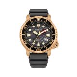 Photo of the Citizen Promaster Diver 44mm, Grey Dial, Rose Gold Tone Stainless Steel Case, Grey Silicone Strap, Eco-Drive Watch BN0163-00H