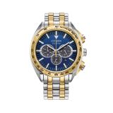 Photo of the Citizen Men's Chronograph 43mm, Blue Dial, Stainless Steel & Gold PVD, Eco-Drive Watch CA4544-53L
