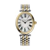 Photo of the Frederique Constant Classics Art Deco Round 30mm Quartz Watch with Mother of Pearl & Guilloché Dial, Stainless Steel & Yellow Gold PVD Case – FC-200MPW2V23B