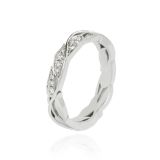 18K White Gold 0.22ct Diamonds Leaf Ring