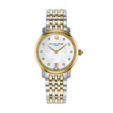 Photo of the Frederique Constant Classics Slimline 30mm Quartz Watch with Mother of Pearl Dial, Stainless Steel & Yellow Gold PVD Case – FC-220MPWD1S23B