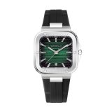Herbelin Cap Camarat Square 39mm, Green Dial, Quartz Movement, Stainless Steel Case, Black Rubber Strap Watch 12246a16ca