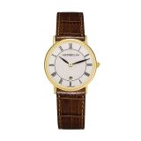 Herbelin Classic 26mm, White Dial, Quartz Movement, Stainless Steel & Gold PVD Case, Leather Strap Watch 16845p08ma