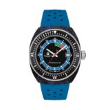 Sideral S Powermatic 80 41mm, Black Dial, Automatic Movement, Stainless Steel Case with Black and Blue Marbled Forged Carbon, Blue Rubber Strap Watch