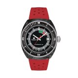 Sideral S Powermatic 80 41mm, Black Dial, Automatic Movement, Stainless Steel Case with Black and Blue Marbled Forged Carbon,  Red Rubber Strap Watch
