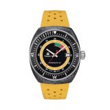 Sideral S Powermatic 80 41mm, Black Dial, Automatic Movement, Stainless Steel Case with Black and Blue Marbled Forged Carbon, Yellow Rubber Strap Watch