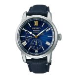 Seiko Laurel Owari Shippo, Presage 40.6mm, Blue Dial, Automatic Movement, Stainless Steel Case, Calfskin Strap Watch SPB399J1