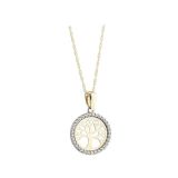 N9ne 9k Yellow Gold CZ Tree of Life Pendant Necklace