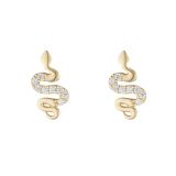 9k Yellow Gold Snake Cubic Zirconia Set Stud Earrings