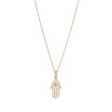 9k Yellow Gold Hand Of Fatima Pendant Necklace