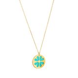N9ne 9k Yellow Gold Tiff Blue Enamel Flower Pedant Necklace