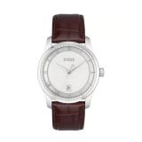 Principle 45mm Silver Dial Quartz Leather Strap Watch