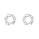 Sterling Silver Twisted Open Circle Cubic Zirconia Set Stud Earrings