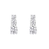 Sterling Silver Graduated Triple Round Cubic Zirconia Claw Drop Earrings