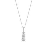 Graduated 3 Cubic Zirconia Silver Pendant Necklace